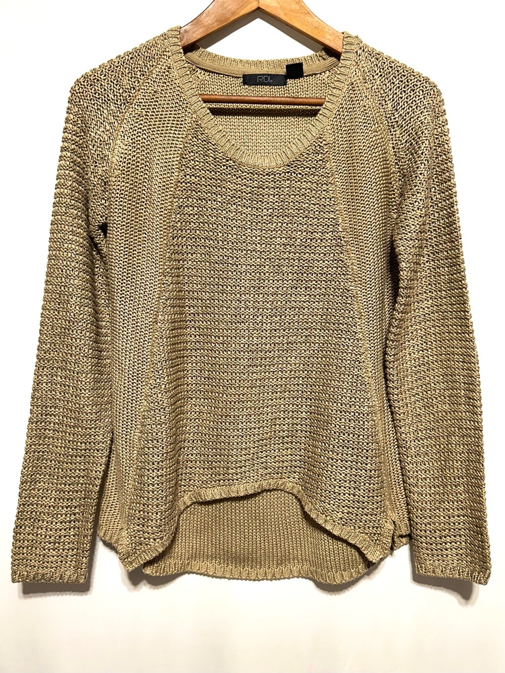 RDI Beige Open Knit High-Low Slouchy Sweater Size M